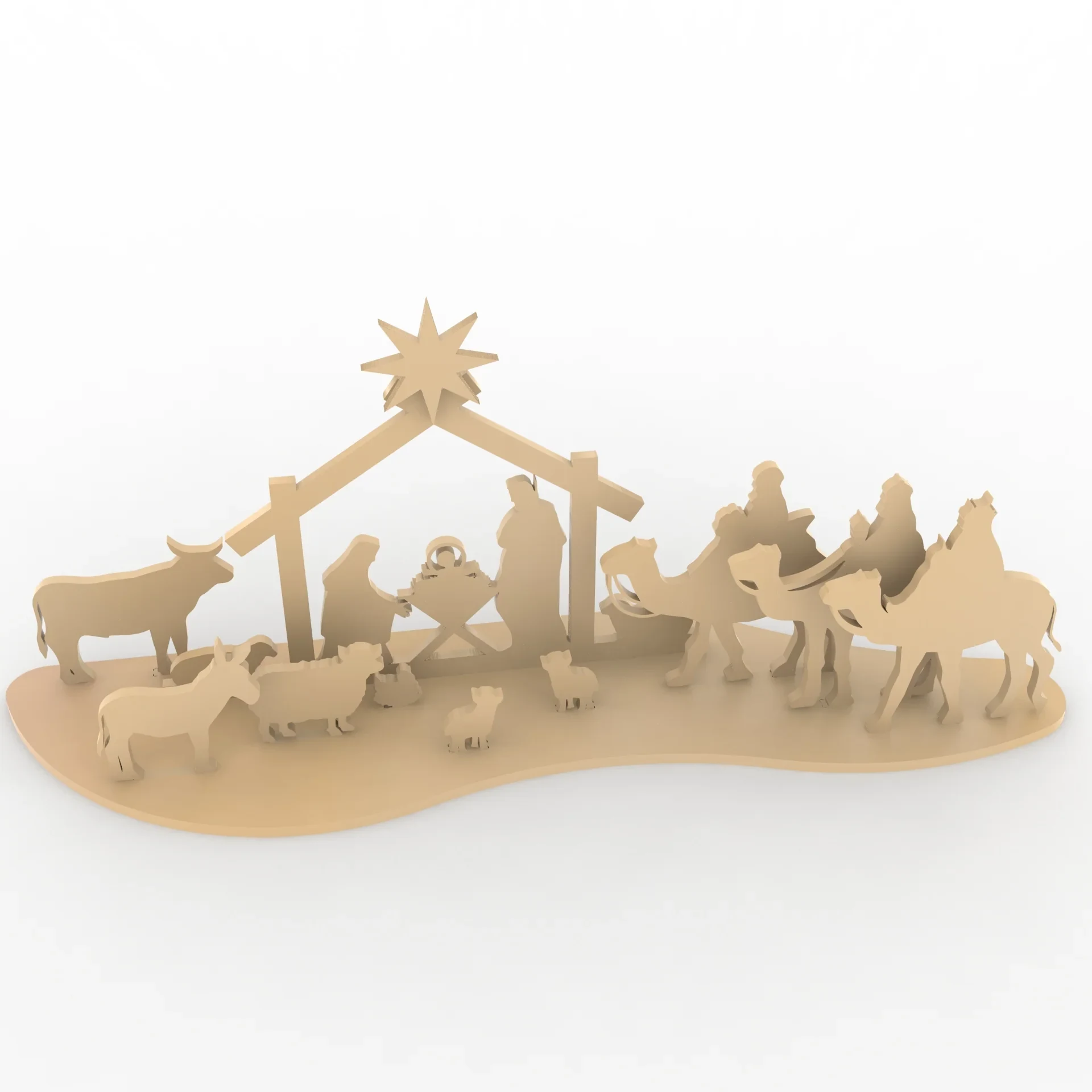 Large Flat-Pack Wooden Nativity Scene (Belén)