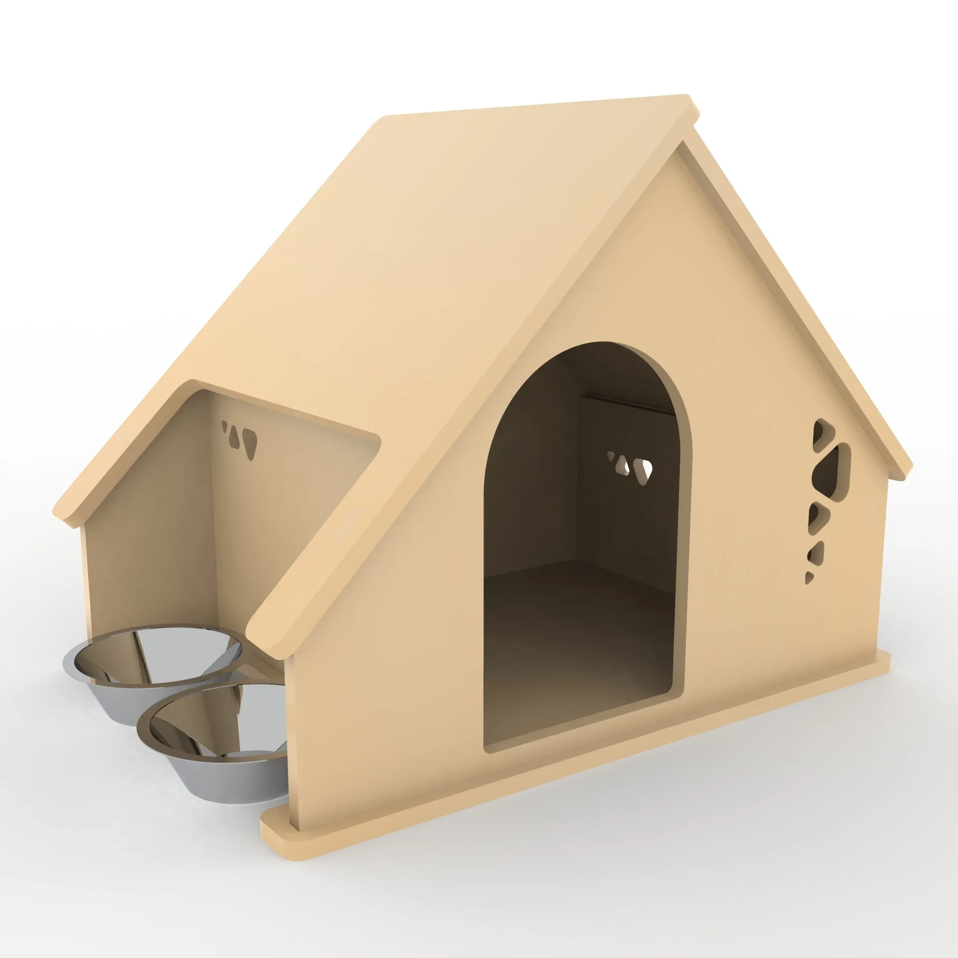 Indoor Dog House with Side Feeding Station